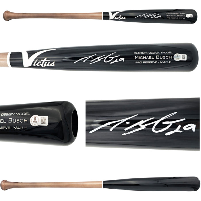 Michael Busch Autographed Black Victus Player Model Baseball Bat Chicago Cubs Beckett BAS Witness