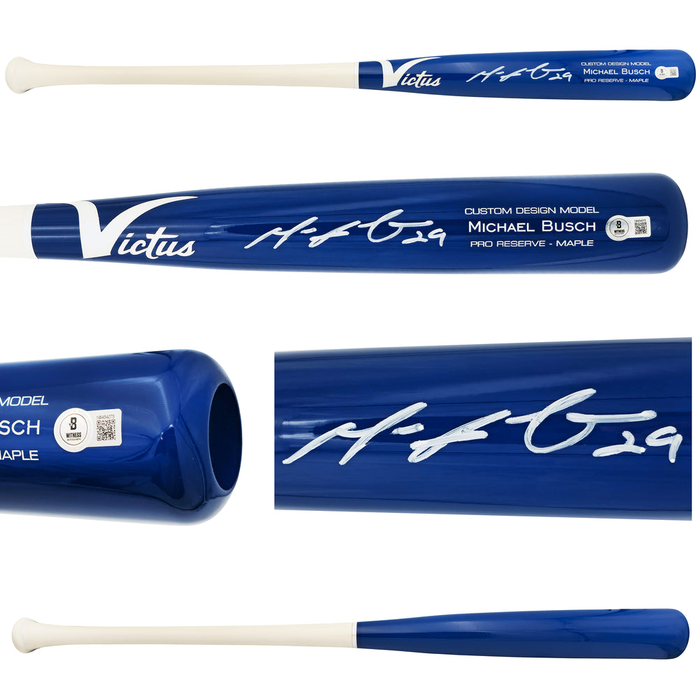 Michael Busch Autographed Blue Victus Player Model Baseball Bat Chicago Cubs Beckett BAS Witness