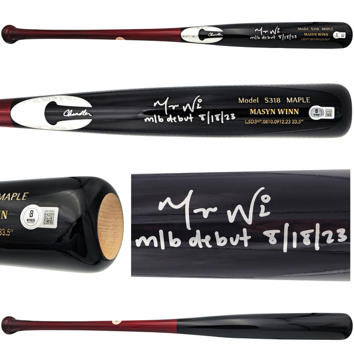 Masyn Winn Autographed Black Chandler Player Model Baseball Bat St. Louis Cardinals "MLB Debut 8/18/23" Beckett BAS Witness