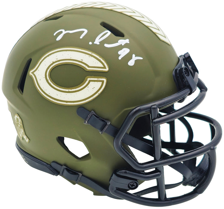 Montez Sweat Autographed Chicago Bears Army Green Salute to Service Speed Mini Helmet JSA