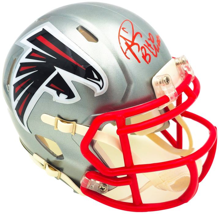 Andre Rison Autographed Atlanta Falcons Flash Gray Speed Mini Helmet "Bad Moon" JSA
