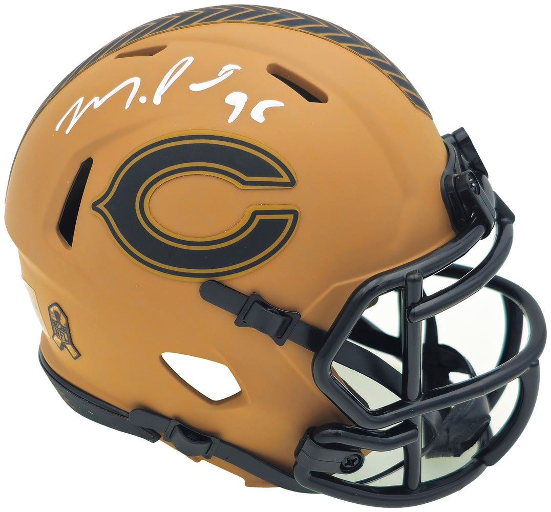 Montez Sweat Autographed Chicago Bears Camo Brown Salute to Service Speed Mini Helmet JSA