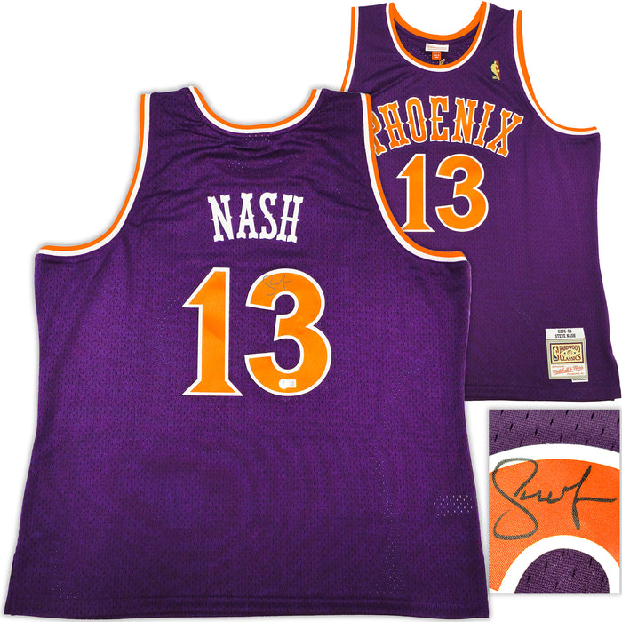 Phoenix Suns Steve Nash Autographed Purple Authentic Mitchell & Ness 2005-06 Hardwood Classic Swingman Jersey Size XXL Beckett BAS Witness