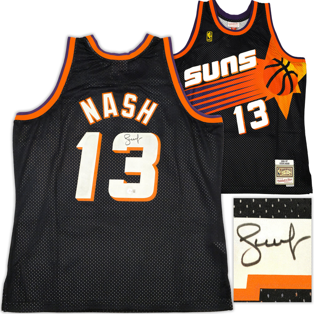 Phoenix Suns Steve Nash Autographed Black Authentic Mitchell & Ness 1996-97 Hardwood Classic Swingman Jersey Size XL Beckett BAS Witness