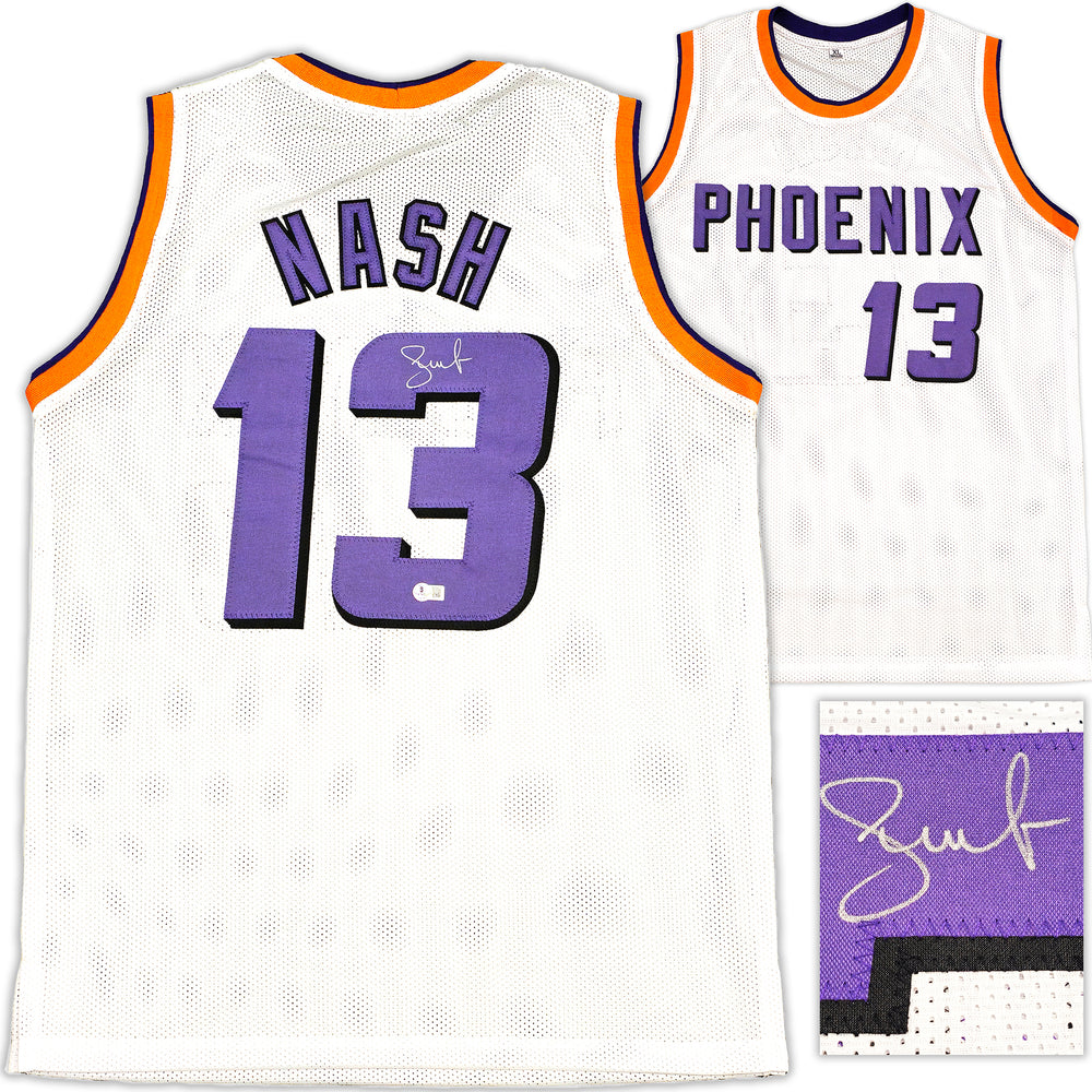 Phoenix Suns Steve Nash Autographed White Jersey Beckett BAS Witness