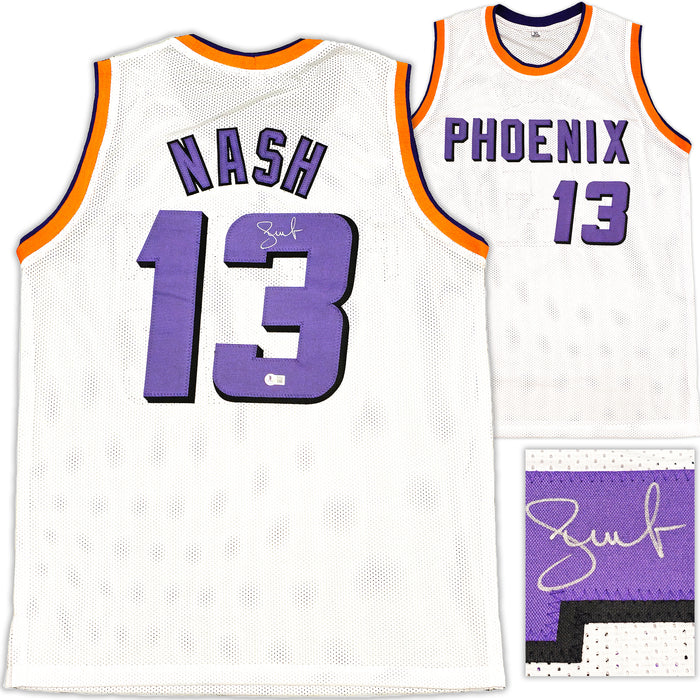 Phoenix Suns Steve Nash Autographed White Jersey Beckett BAS Witness