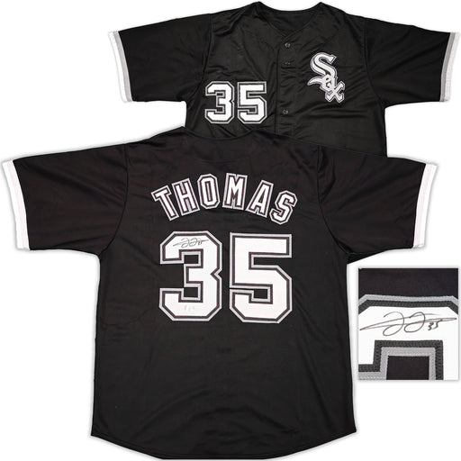 Chicago White Sox Frank Thomas Autographed Black Jersey Beckett BAS Witness