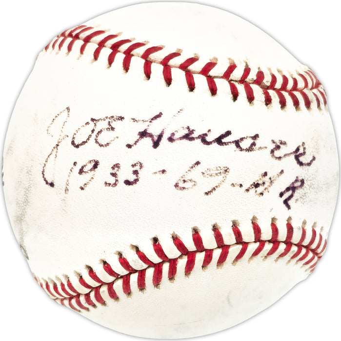 Joe Hauser Autographed Official League Baseball Baltimore Orioles, Oakland A's "1933 69 HR" Beckett BAS QR #BN13295