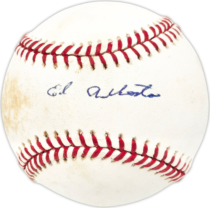 Ed Albosta Autographed Official NL Baseball Brooklyn Dodgers Beckett BAS QR #BN13235