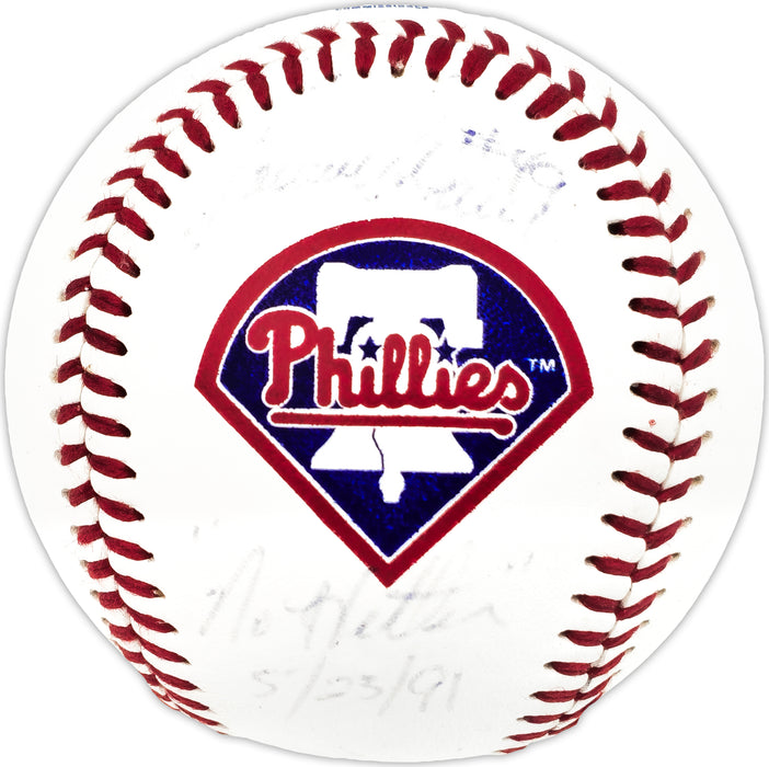 Tommy Greene Autographed Official Phillies Logo Baseball Philadelphia Phillies "No Hitter 5/23/91"