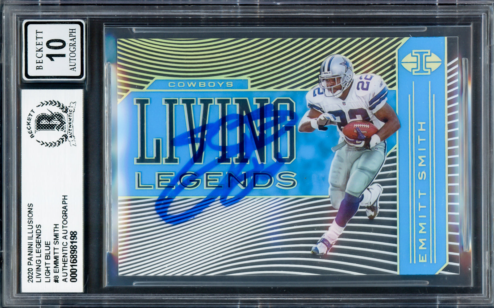 Bl Rsa Emmitt Smith Autographed 2020 Panini Illusions Living Legends Light Bl ...