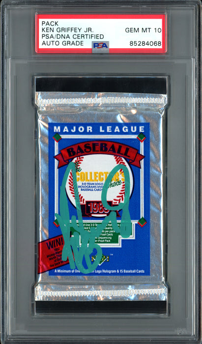 Ken Griffey Jr. Autographed Rookie 1989 Upper Deck Low Unopened Pack Seattle Mariners Auto Grade Gem Mint 10 PSA/DNA