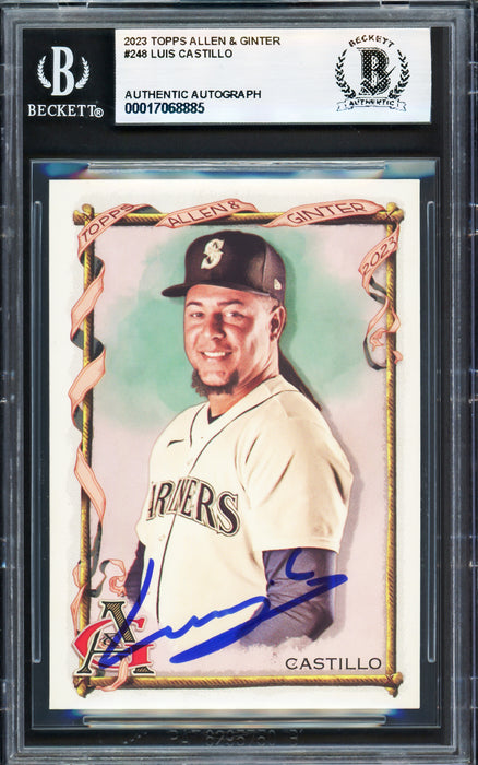Luis Castillo Autographed 2023 Topps Allen & Ginter Card #248 Seattle Mariners Beckett BAS