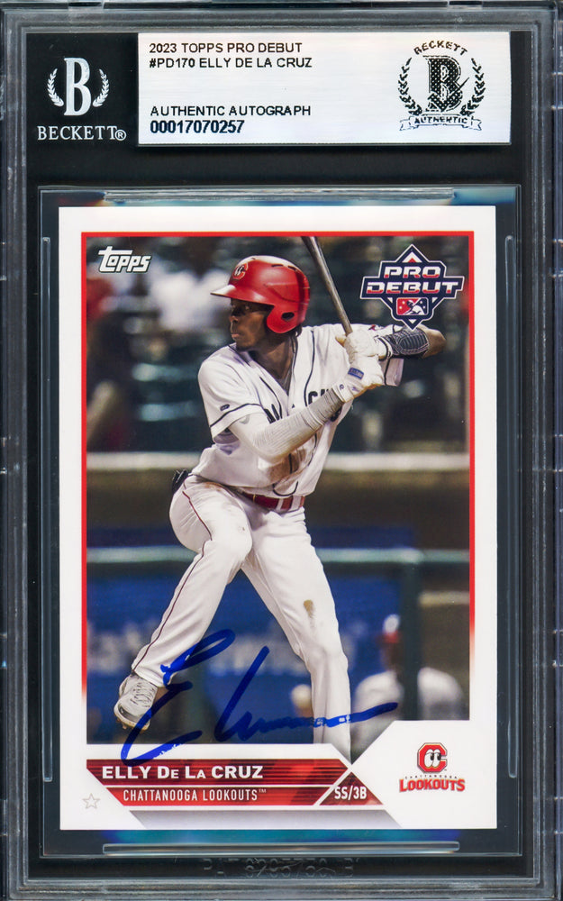 Elly De La Cruz Autographed 2023 Topps Pro Debut Rookie Card #PD170 Cincinnati Reds Beckett BAS