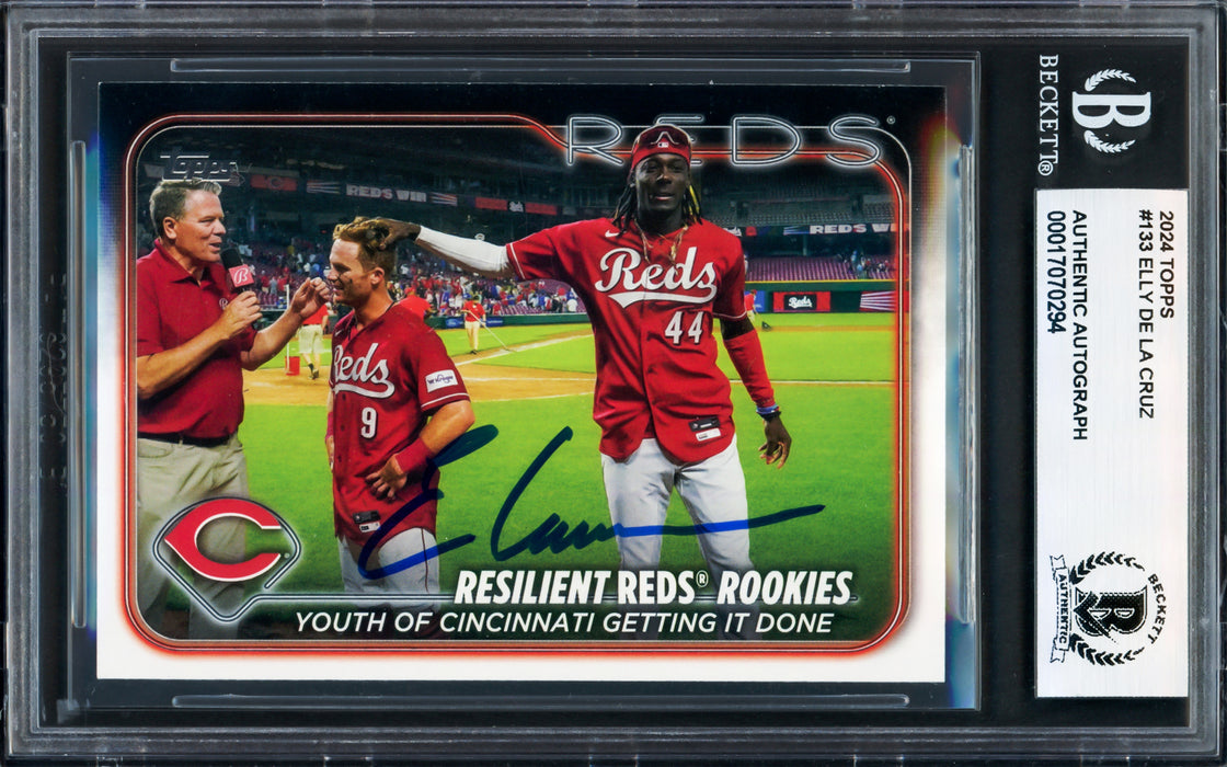 Elly De La Cruz Autographed 2024 Topps Rookie Card #133 Cincinnati Reds Beckett BAS