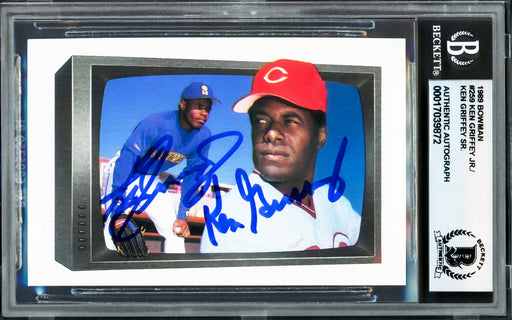 Ken Griffey Jr. & Sr. Autographed 1989 Bowman Rookie Card #259 Auto Grade Gem Mint 10 Beckett BAS