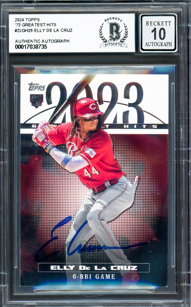 Elly De La Cruz Autographed 2024 Topps 2023 Greatest Hits Rookie Card #23GH-25 Cincinnati Reds Auto Grade Gem Mint 10 Beckett BAS
