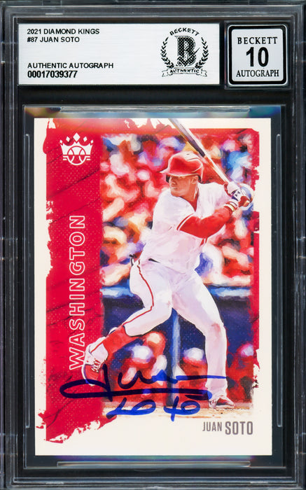 Juan Soto Autographed 2021 Donruss Diamond Kings Card #87 New York Yankees Auto Grade Gem Mint 10 Beckett BAS