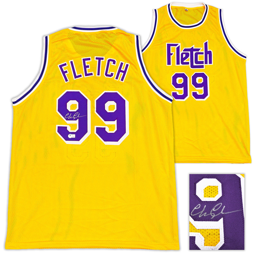 Fletch Chevy Chase Autographed Yellow Jersey Beckett BAS Witness