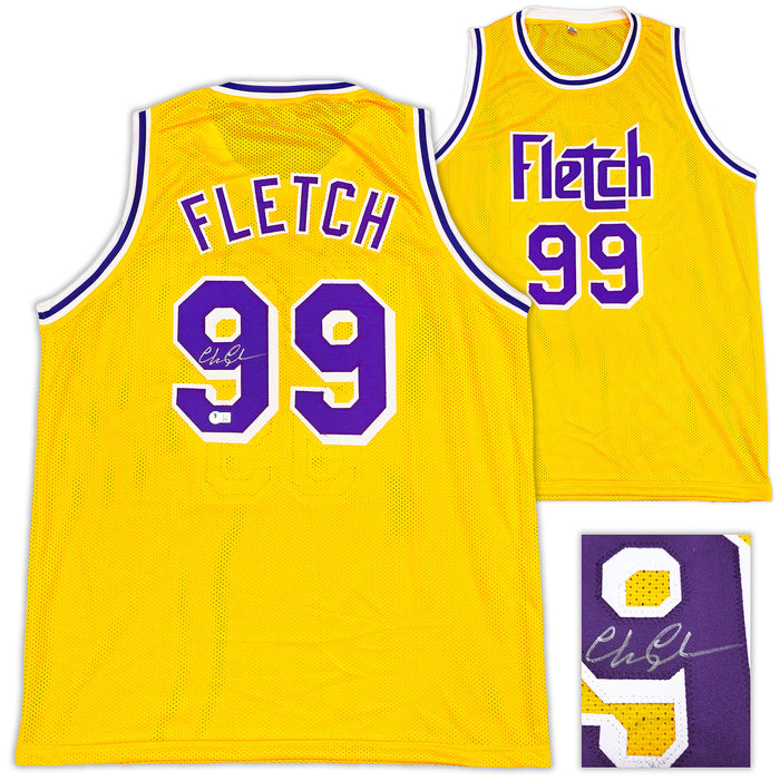 Fletch Chevy Chase Autographed Yellow Jersey Beckett BAS Witness
