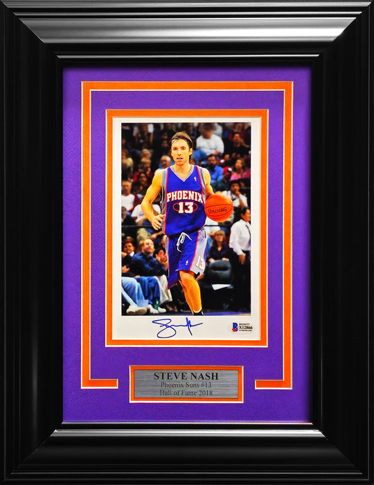 Steve Nash Autographed Framed 5.5x9 Photo Phoenix Suns Beckett BAS