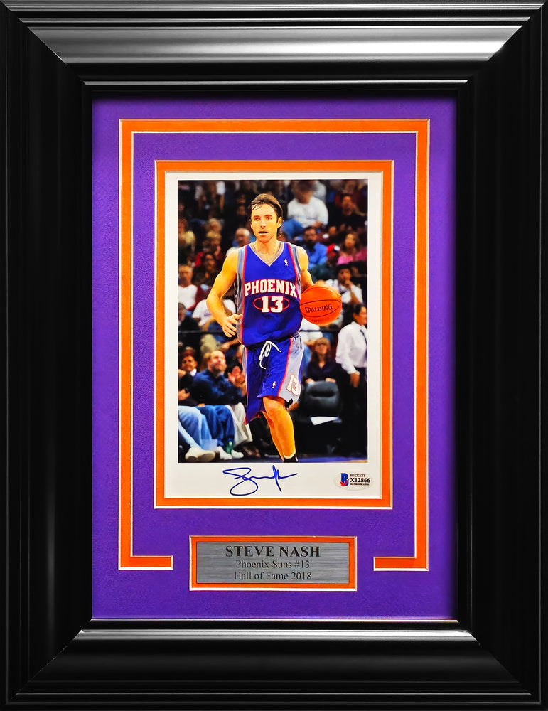 Steve Nash Autographed Framed 5.5x9 Photo Phoenix Suns Beckett BAS