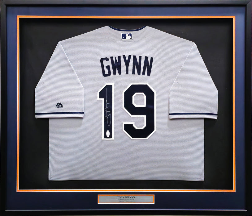 San Diego Padres Tony Gwynn Autographed Framed Grey Jersey JSA #T08752