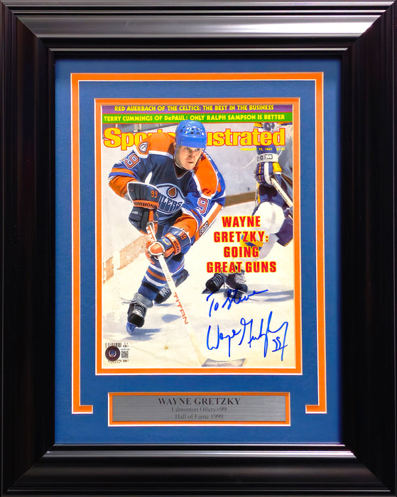 Wayne Gretzky Autographed Framed 8x11 Sports Illustrated Magazine Cover Edmonton Oilers "To Steve" Beckett BAS #AC85120