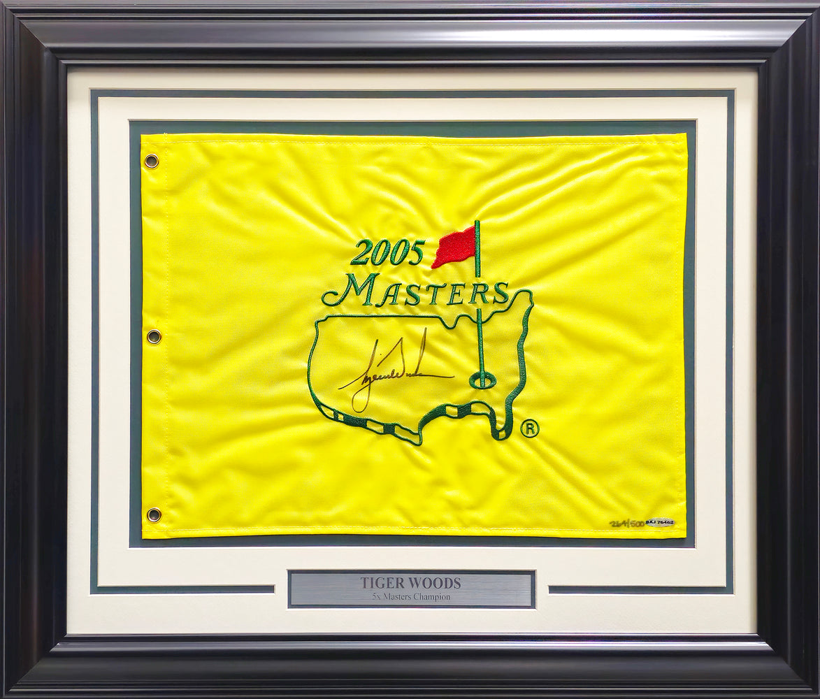 Tiger Woods Autographed Framed 13x17 2005 Masters Golf Pin Flag #264/500 UDA Holo #BAJ76462