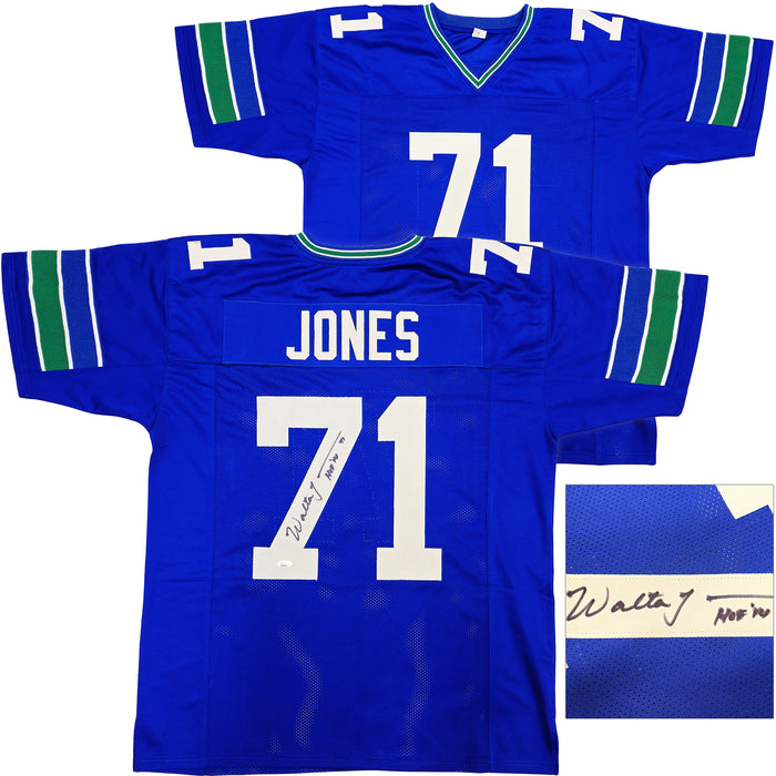 Seattle Seahawks Walter Jones Autographed Blue Jersey "HOF 14" JSA