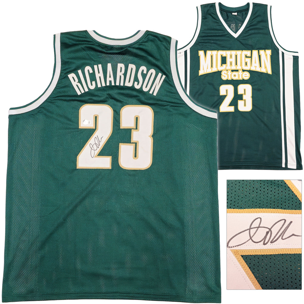 Michigan State Spartans Jason Richardson Autographed Green Jersey Beckett BAS Witness