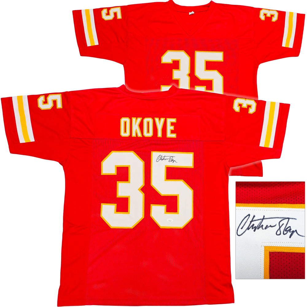 Kansas City Chiefs Christian Okoye Autographed Red Jersey JSA
