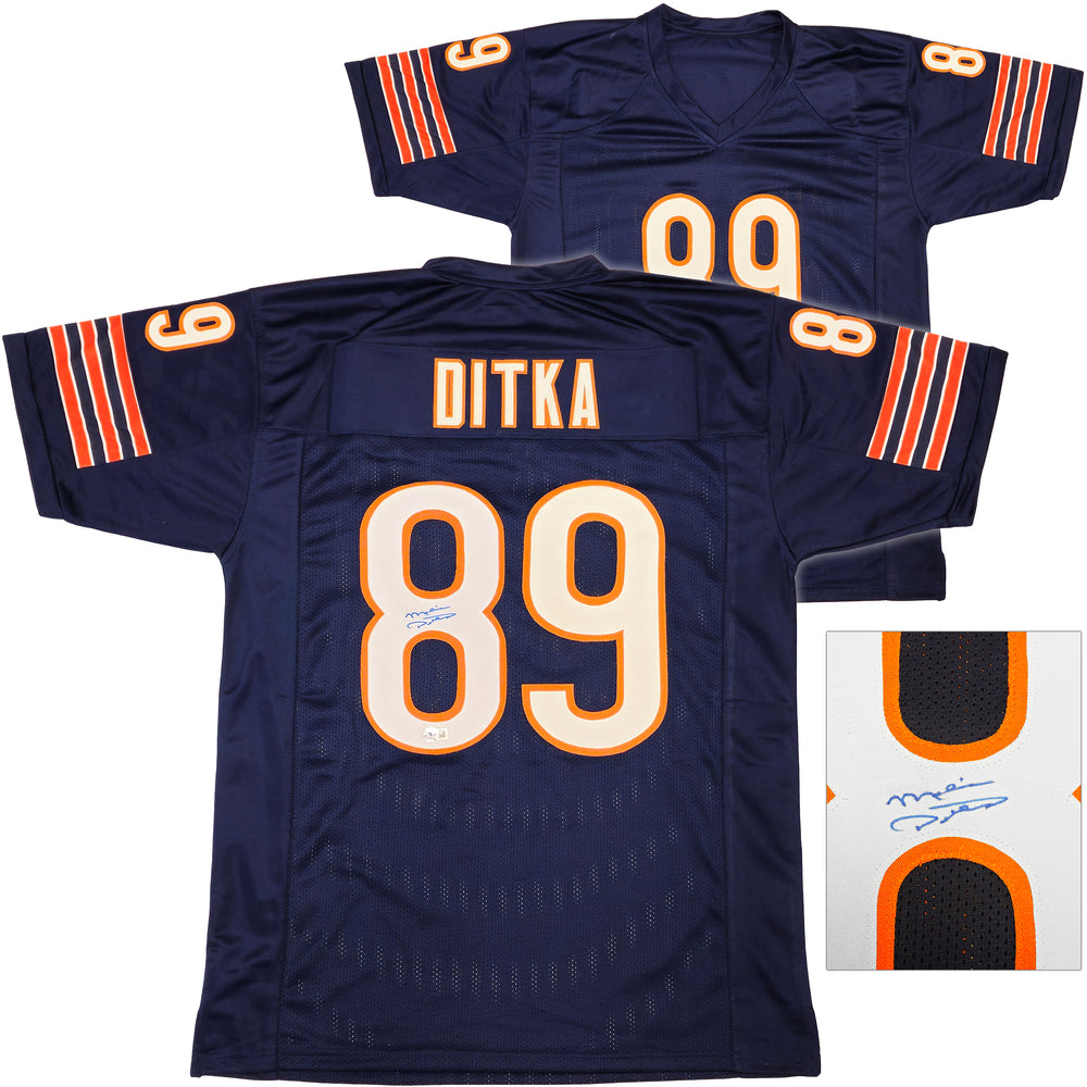 Chicago Bears Mike Ditka Autographed Blue Jersey Beckett BAS QR