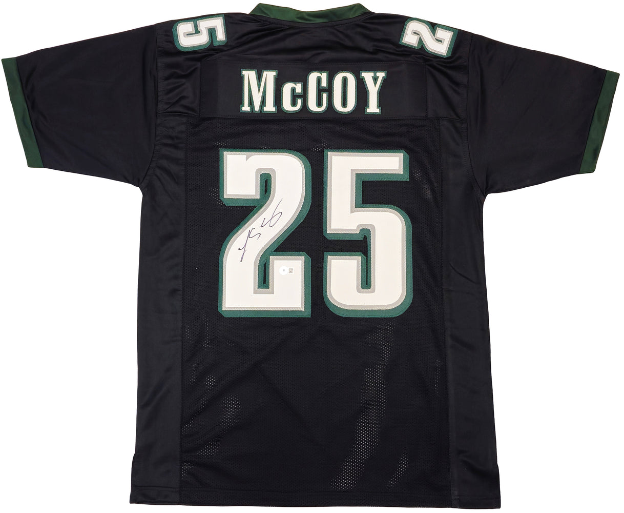 Philadelphia Eagles LeSean McCoy Autographed Black Jersey Beckett BAS Witness