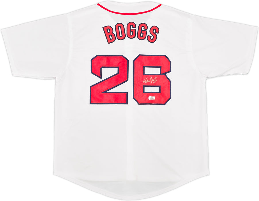 Boston Red Sox Wade Boggs Autographed White Jersey Beckett BAS Witness