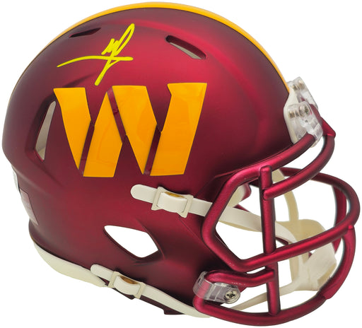Mike Sainristil Autographed Washington Commanders Maroon Speed Mini Helmet Beckett BAS Witness