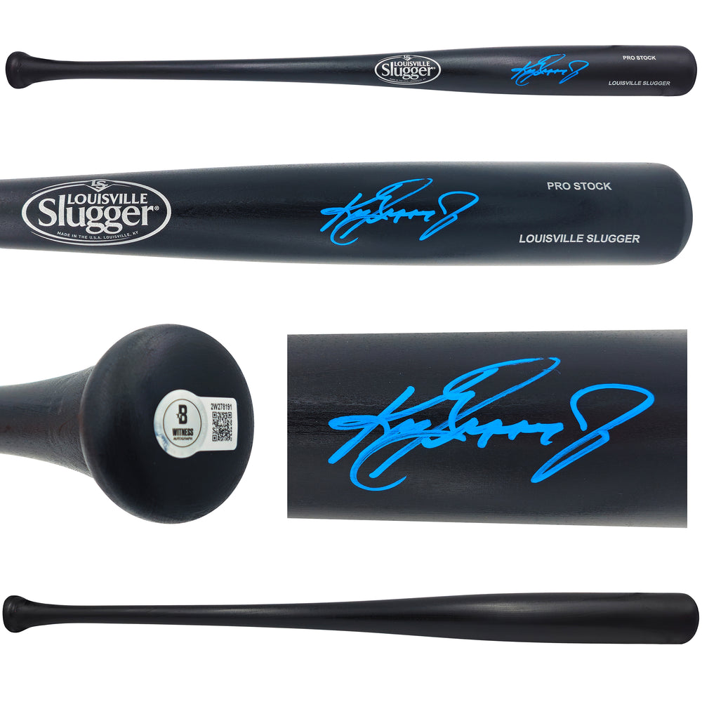 Ken Griffey Jr. Autographed Black Louisville Slugger Pro Stock Baseball Bat Seattle Mariners Beckett BAS Witness