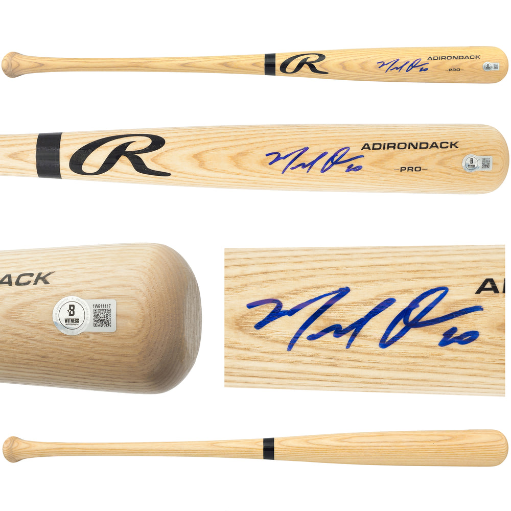 Marcell Ozuna Autographed Blonde Rawlings Adirondack Baseball Bat Atlanta Braves Beckett BAS Witness