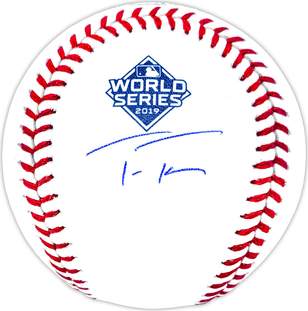 Trea Turner Autographed Official 2019 World Series Logo MLB Baseball Washington Nationals Beckett BAS Witness