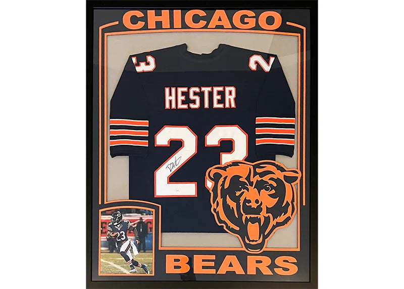Devin Hester Signed Chicago Framed Jersey 35x44 (JSA)