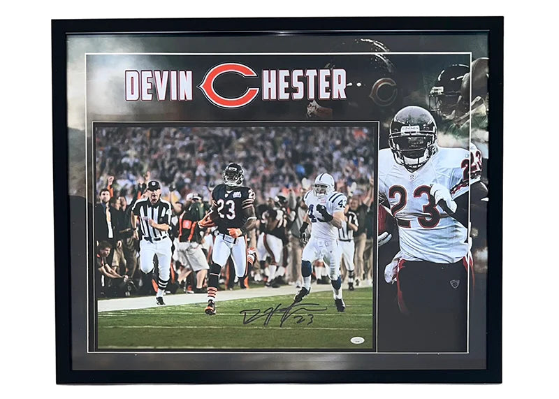 Devin Hester Signed Chicago 3D Light Up Framed Football 16x20 Photo (JSA)