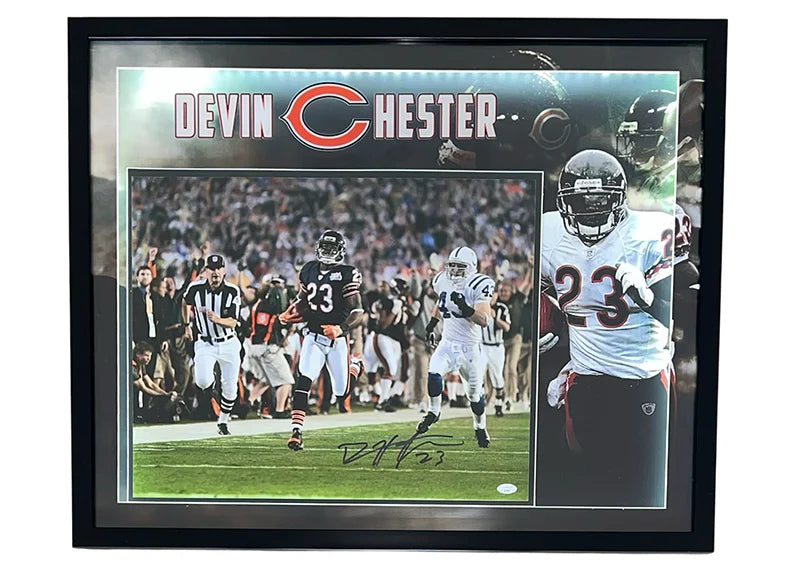 Devin Hester Signed Chicago 3D Light Up Framed Football 16x20 Photo (JSA)