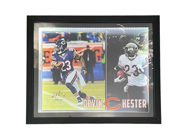 Devin Hester Signed HOF Inscription Chicago 3D Light Up Framed Football 33x27 Photo (JSA)