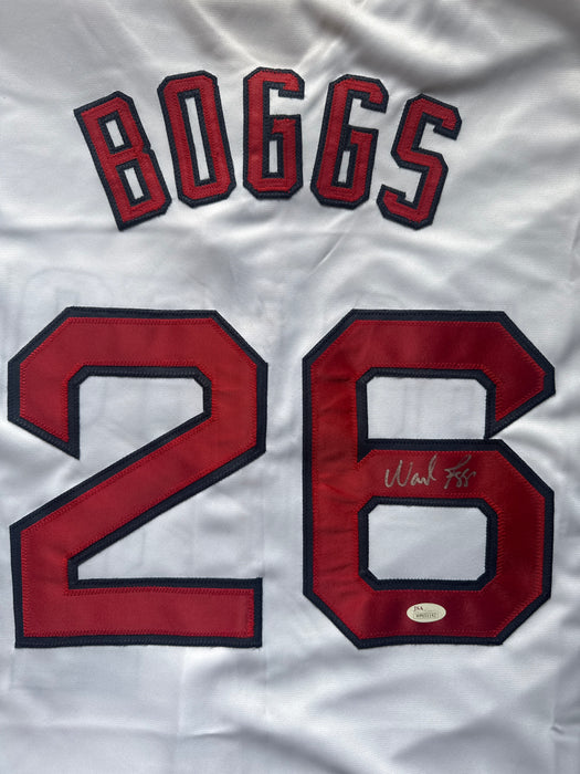 Wade Boggs Signed Boston White Baseball Jersey Silver Ink (JSA)