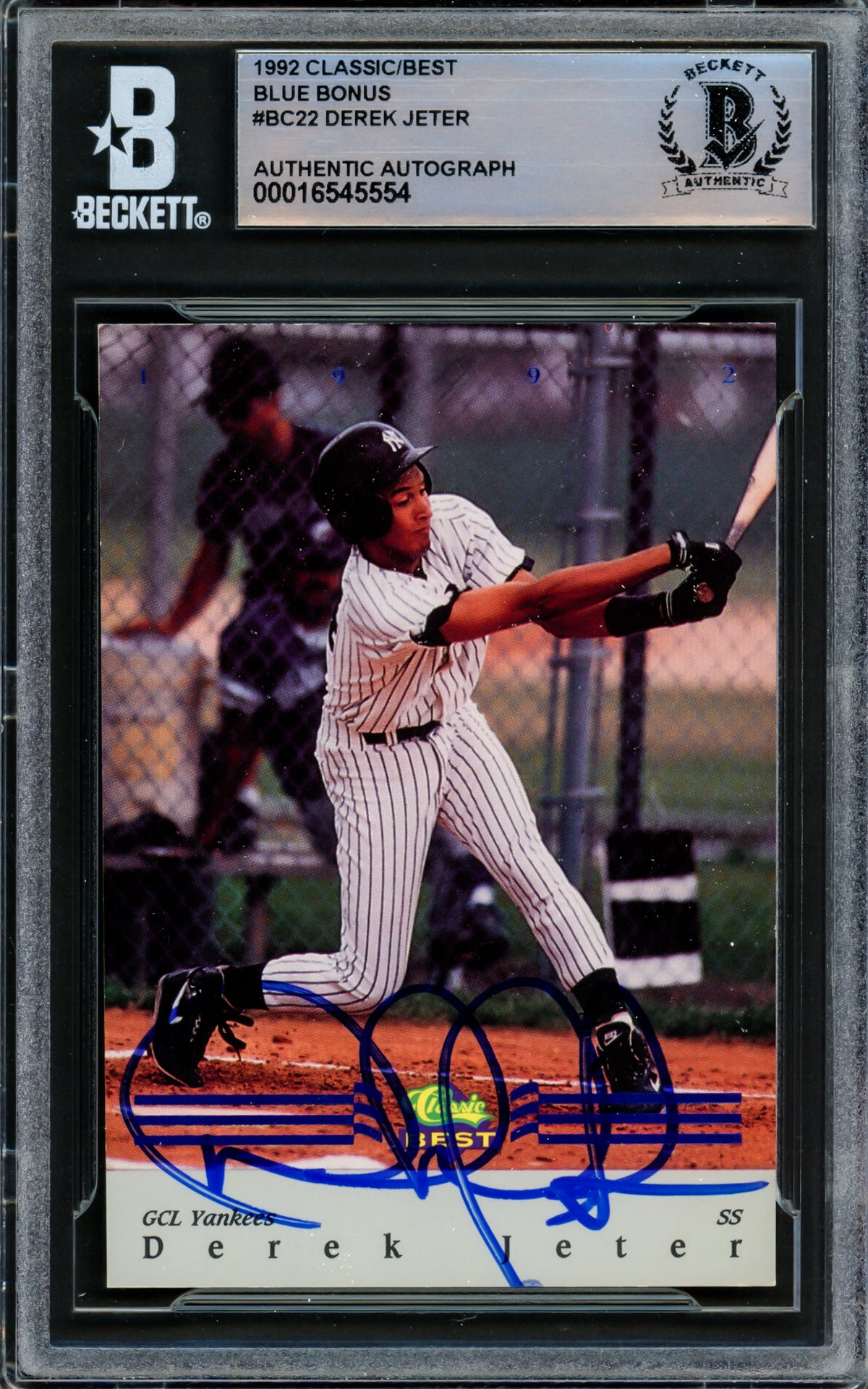 Derek Jeter Autographed 1992 Classic Best Rookie Card #BC22 New York Y ...