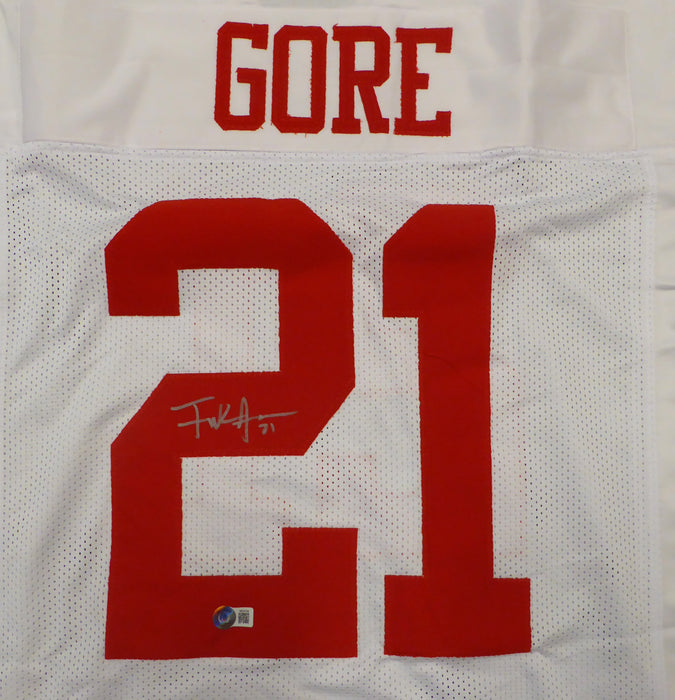 San Francisco 49ers Frank Gore Autographed White Jersey Beckett BAS QR #W534758