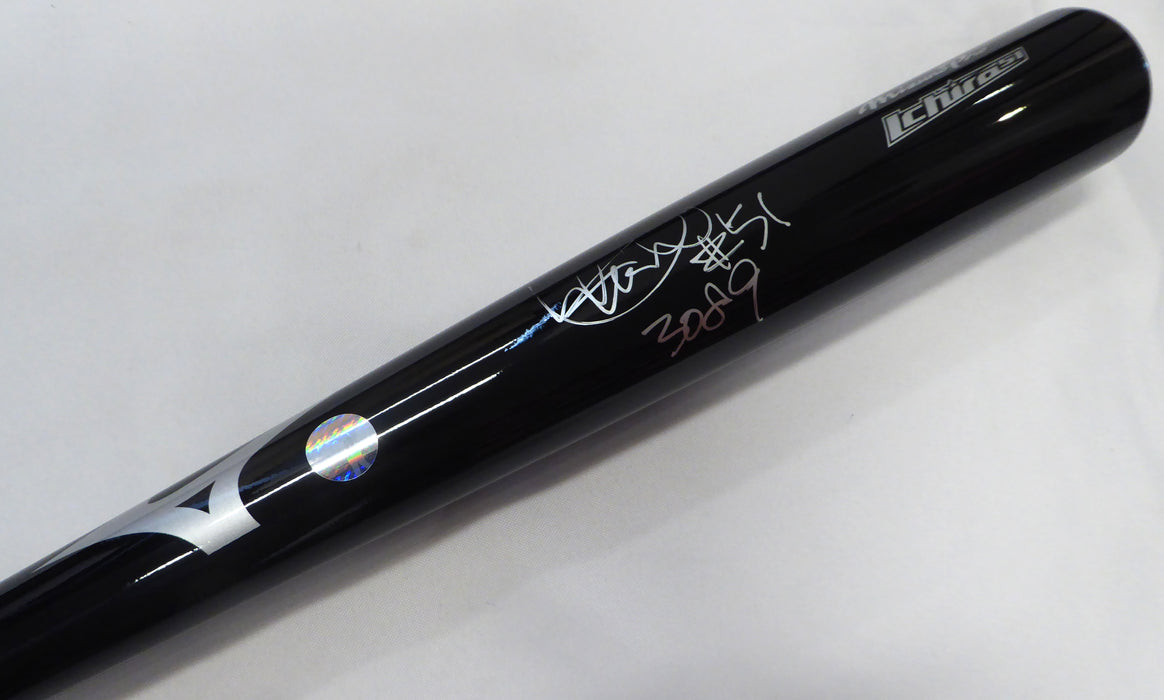 Ichiro Suzuki Autographed Black Mizuno Player Model Bat Seattle Mariners "#51 & 3089"