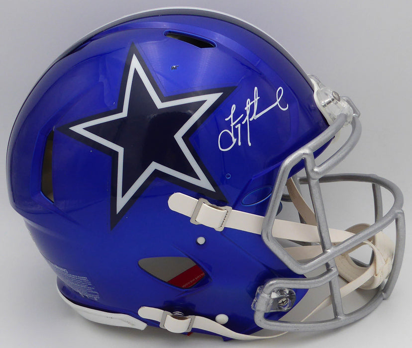 Troy Aikman Autographed Blue Flash Full Size Authentic Helmet Dallas Cowboys Beckett BAS QR #WN43705