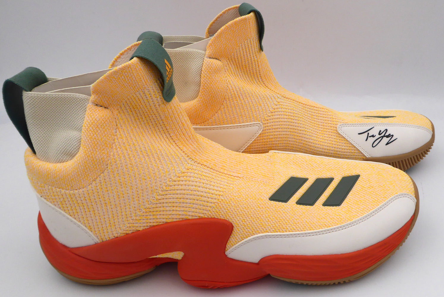 Trae Young Autographed Peach Adidas Shoes