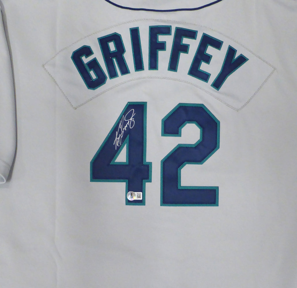Seattle Mariners Ken Griffey Jr. Autographed Gray Authentic 1997 Mitchell & Ness Jersey Jackie Robinson Patch & #42 Beckett BAS QR #2W237891